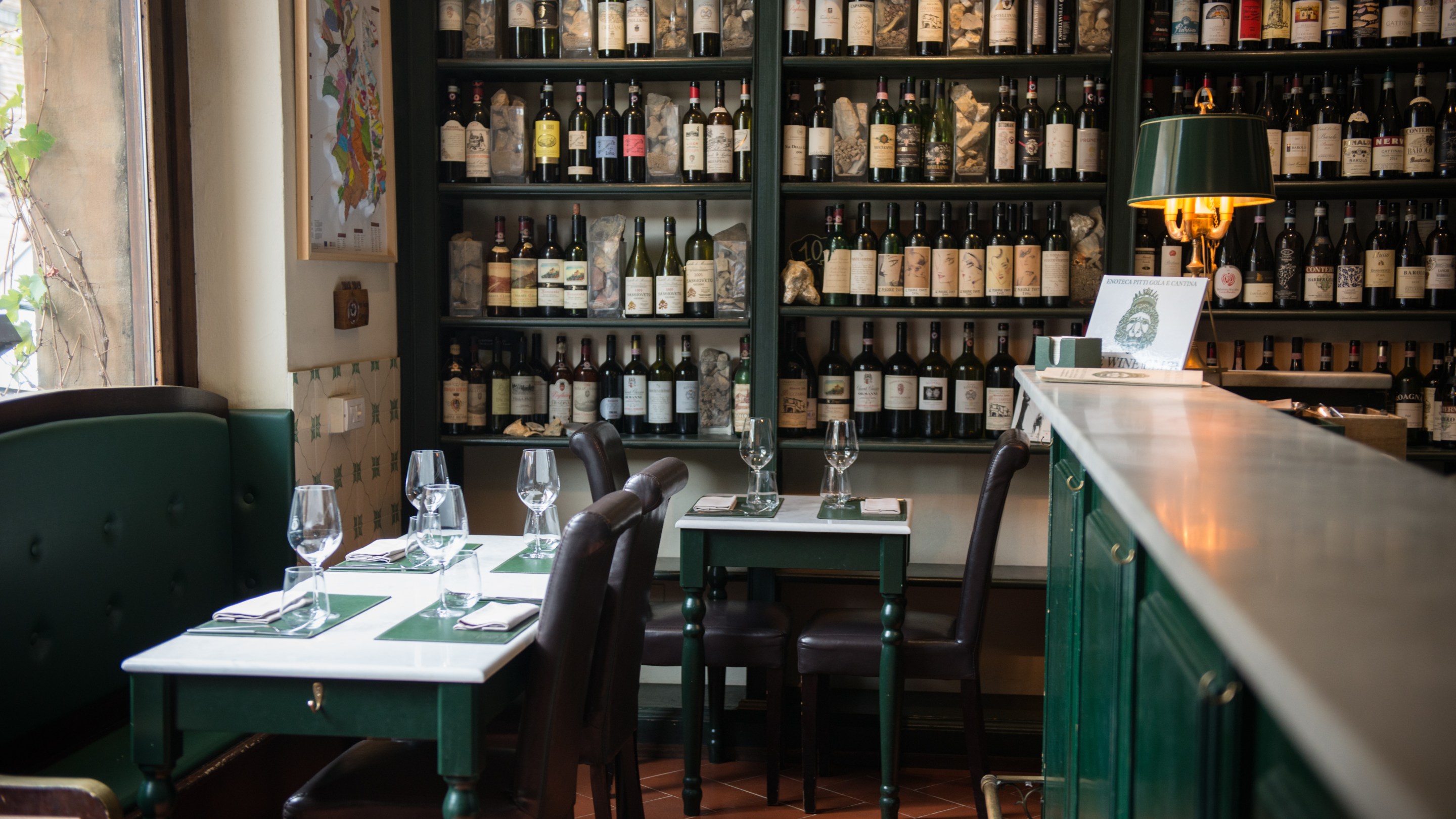 The interior of Enoteca Pitti Gola e Cantina.