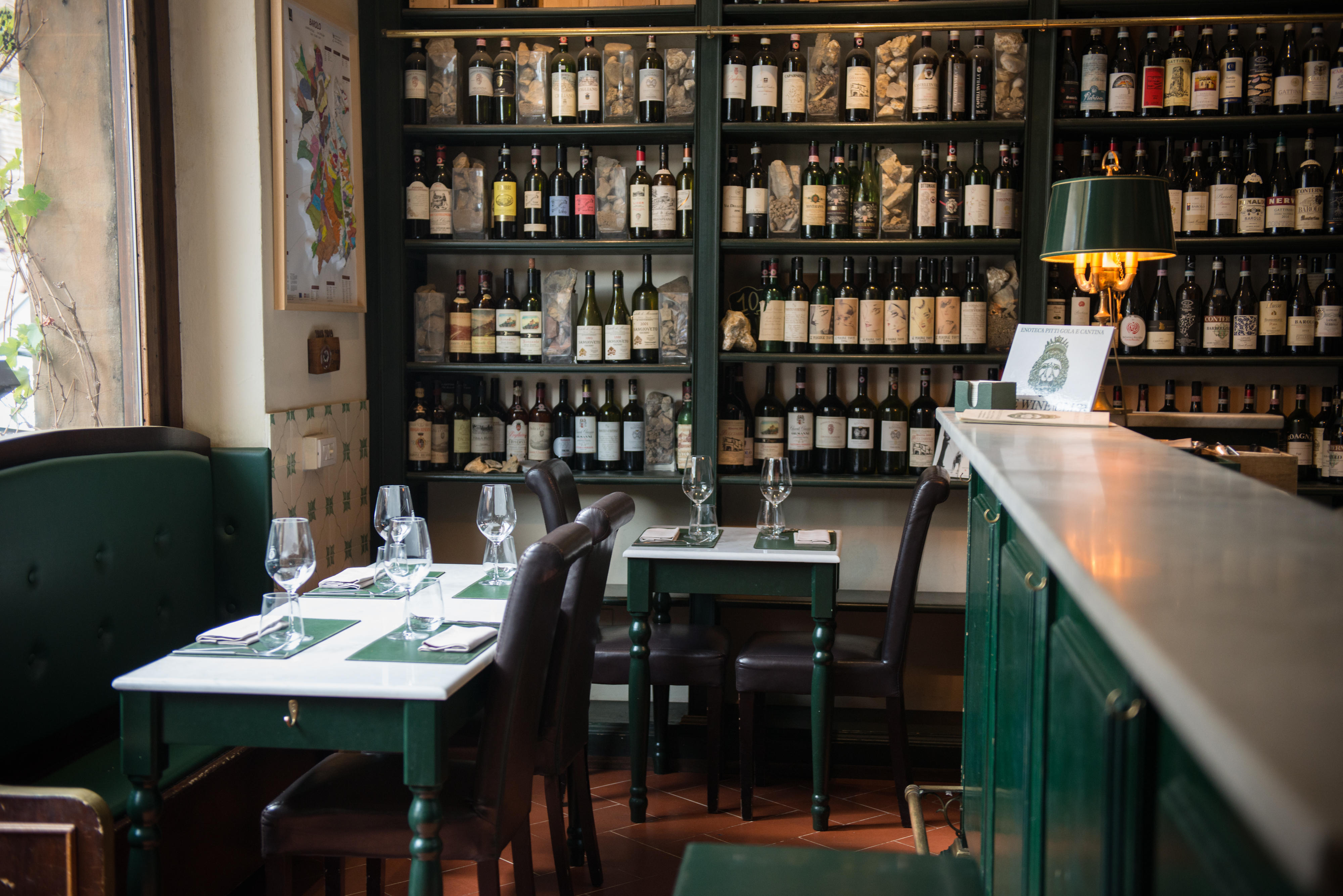 The interior of Enoteca Pitti Gola e Cantina.