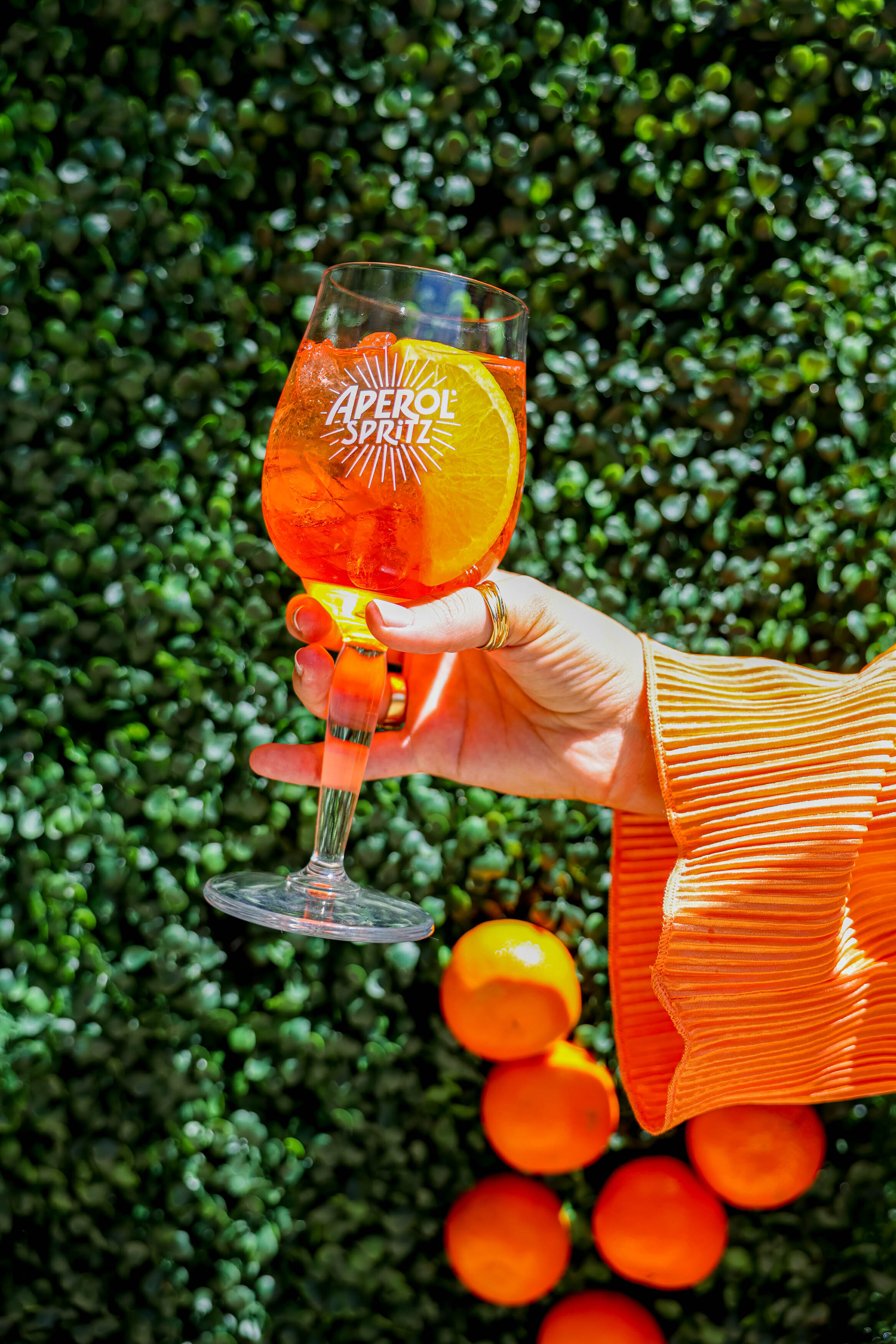 Aperol spritz in a branded glass