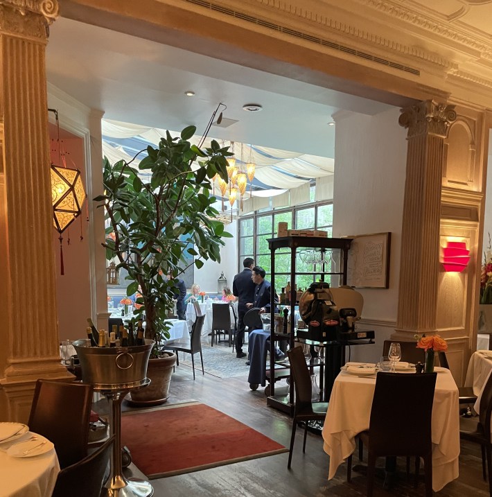 The interior of Sistina Restaurant in NYC.