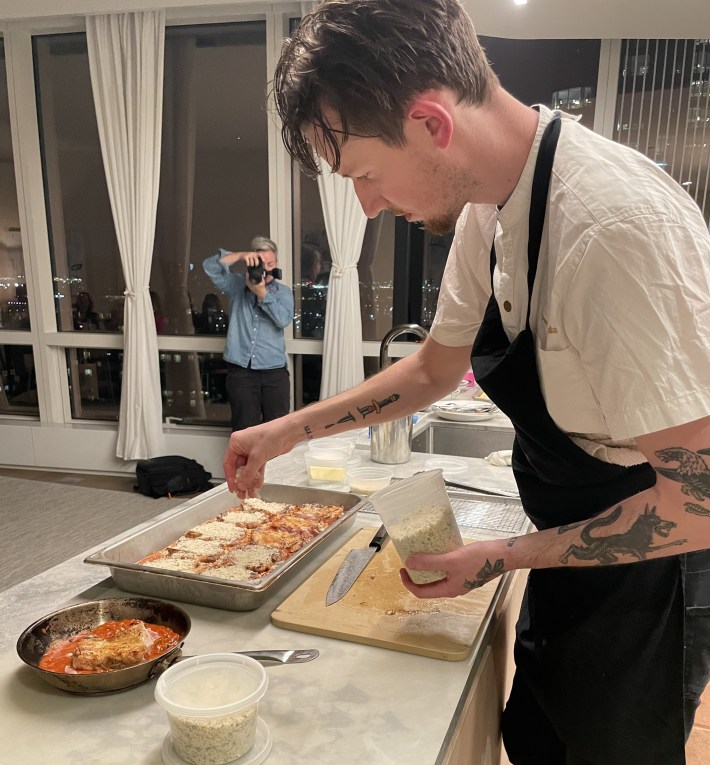 Chef Owen L'Aquila working with Pecorino Romano DPO.