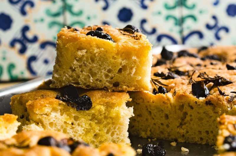 Focaccia with Black Olives and Rosemary
