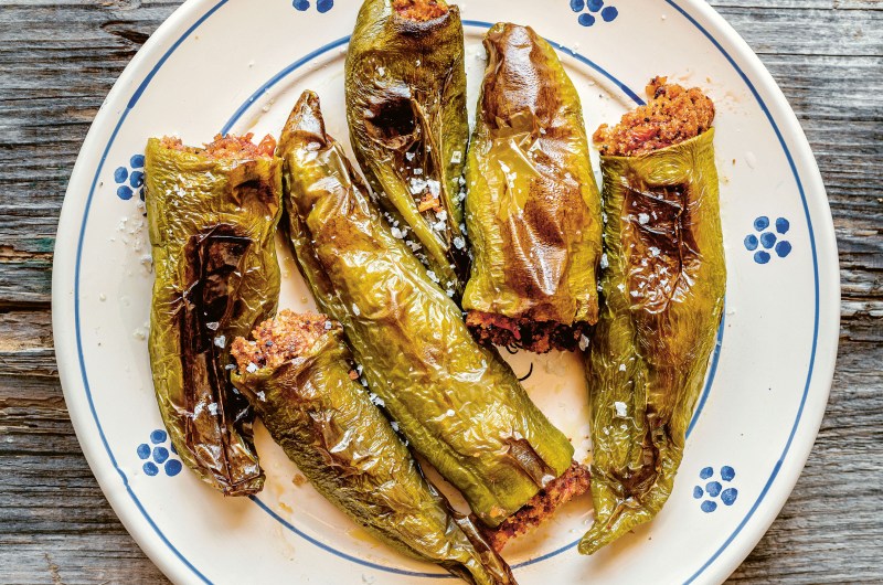 Bread-and-Anchovy-Stuffed Green Peppers