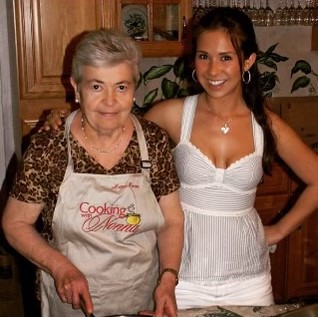 Nonna Romano and Rossella Rago in the early days of Cooking with Nonna.