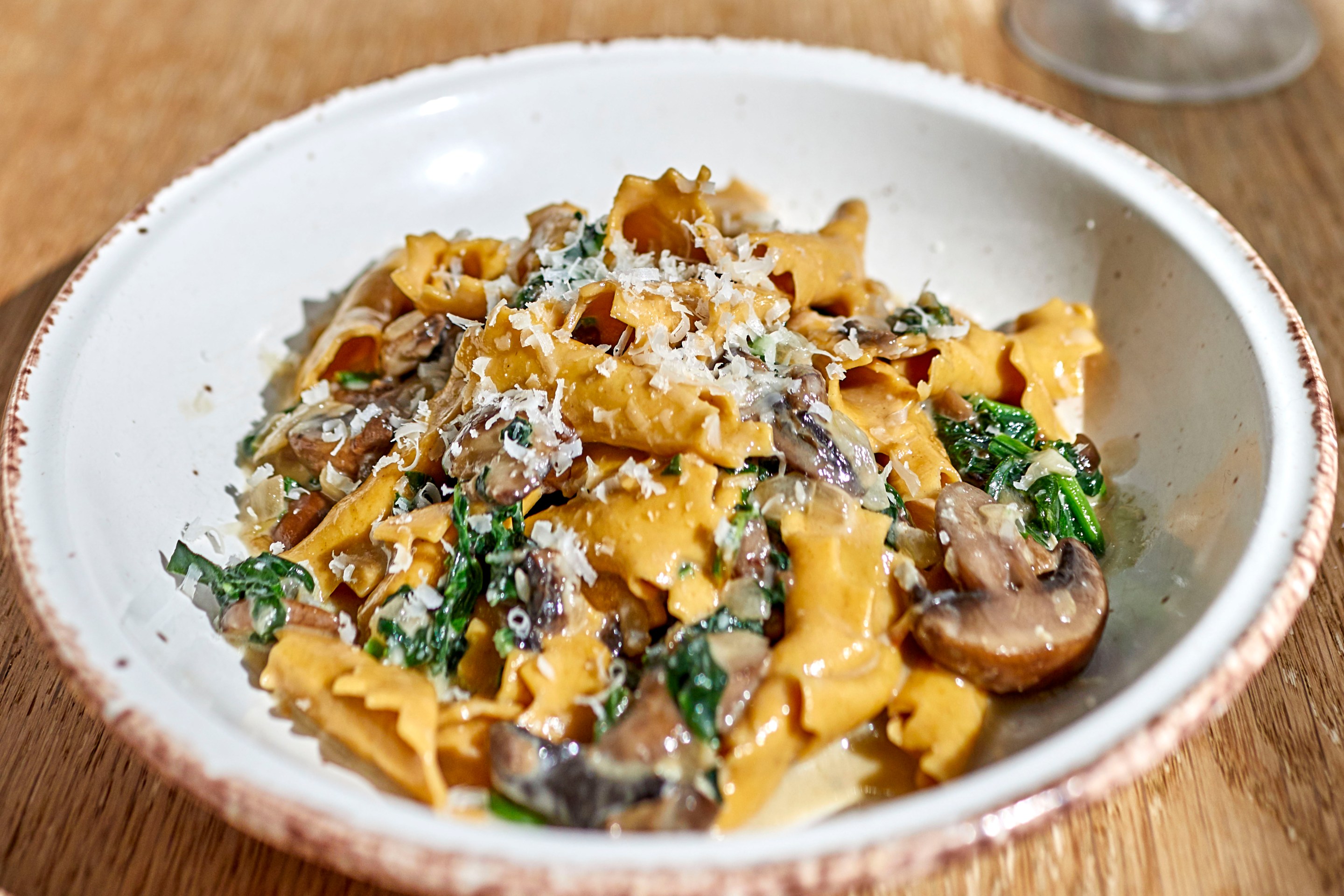 Campanelle with mushrooms