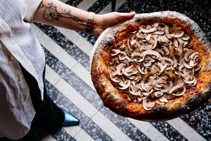 pizza with mushrooms