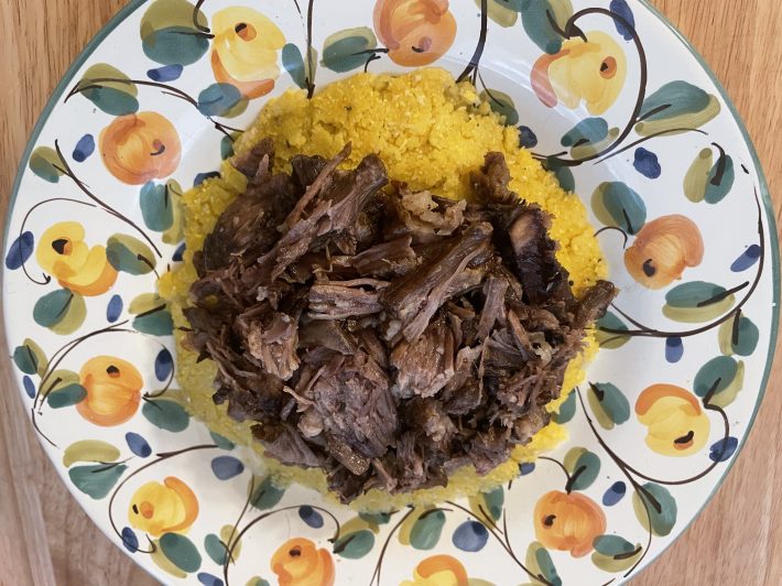 Braised short ribs over polenta.