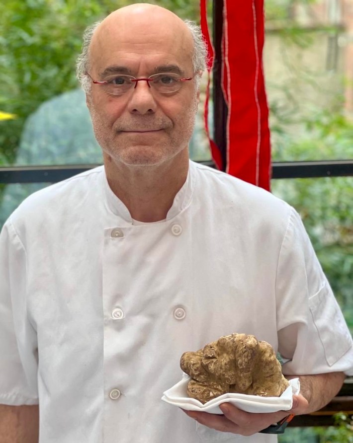 Chef Giuseppi Bruno of Sistina Restaurant with his prized white truffle.