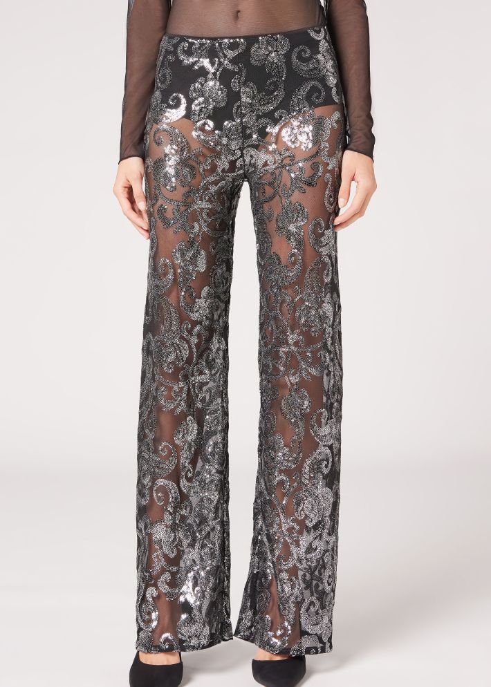 Tulle Palazzo Leggings with Sequins (Calzedonia)