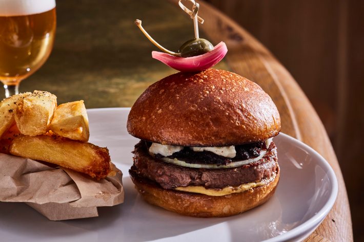 Hamburger and fries