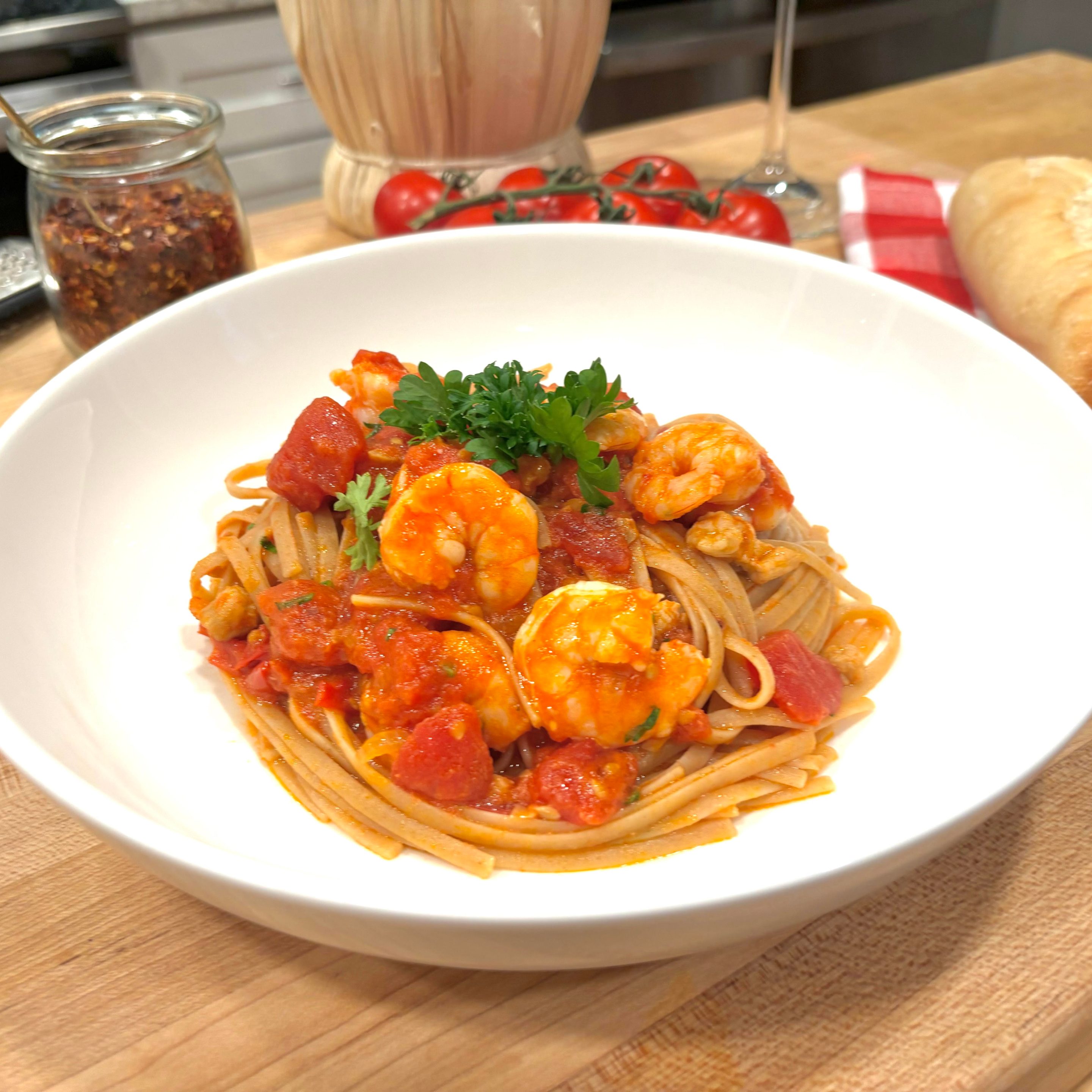 Spicy Shrimp Pasta from Low Country Bella.