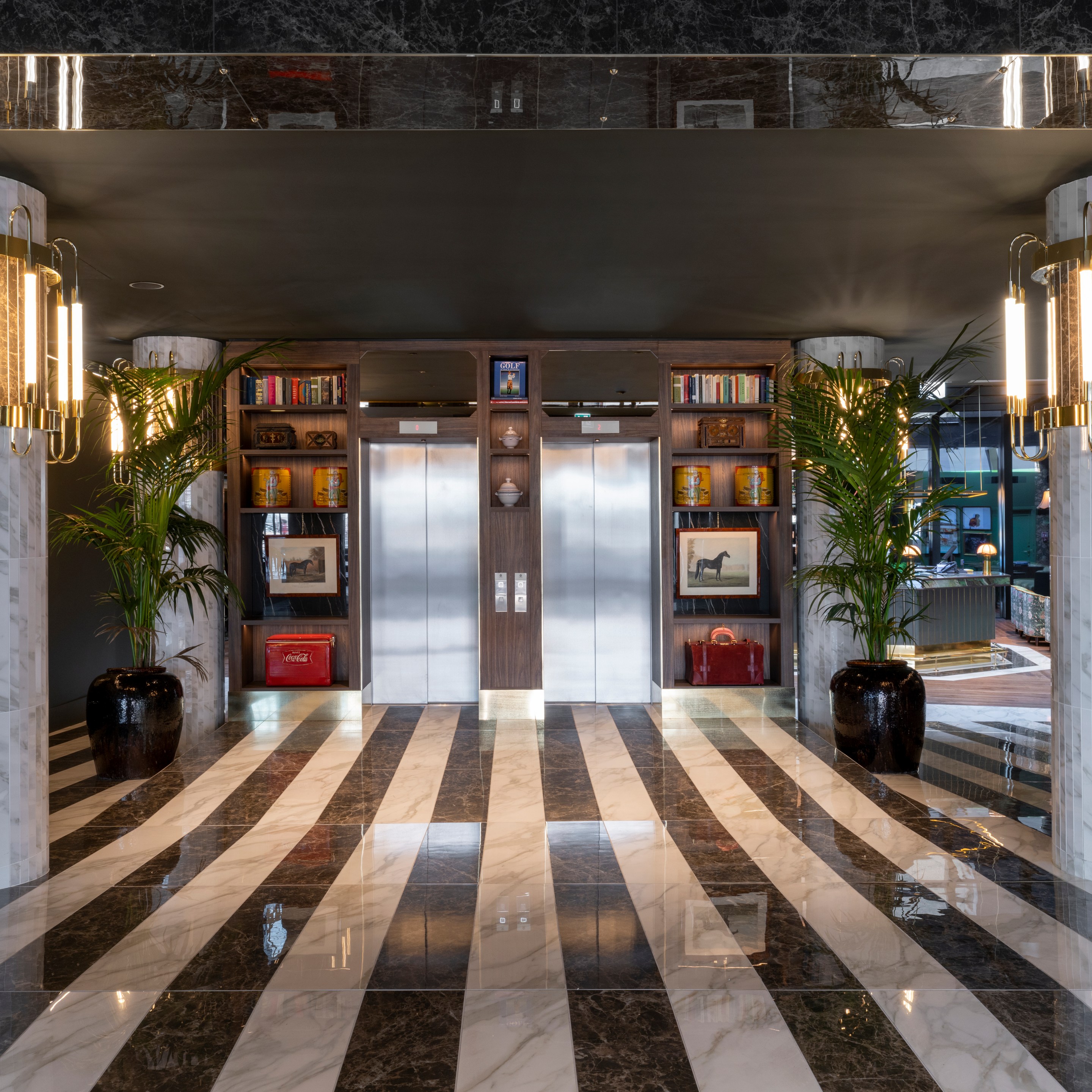 The lobby of Santa Sofia Milan hotel.