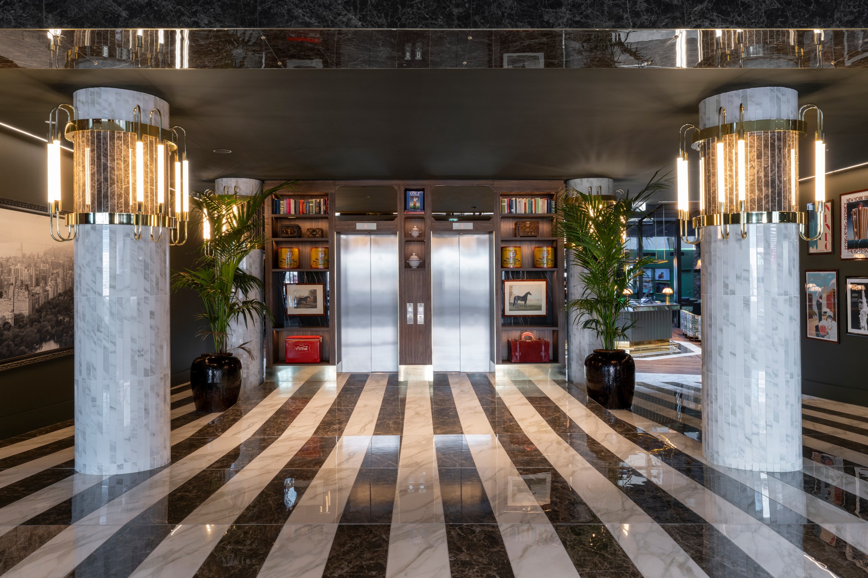 The lobby of Santa Sofia Milan hotel.