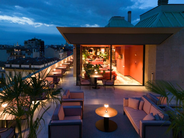 The seventh-floor terrace at Santa Sofia Milan.