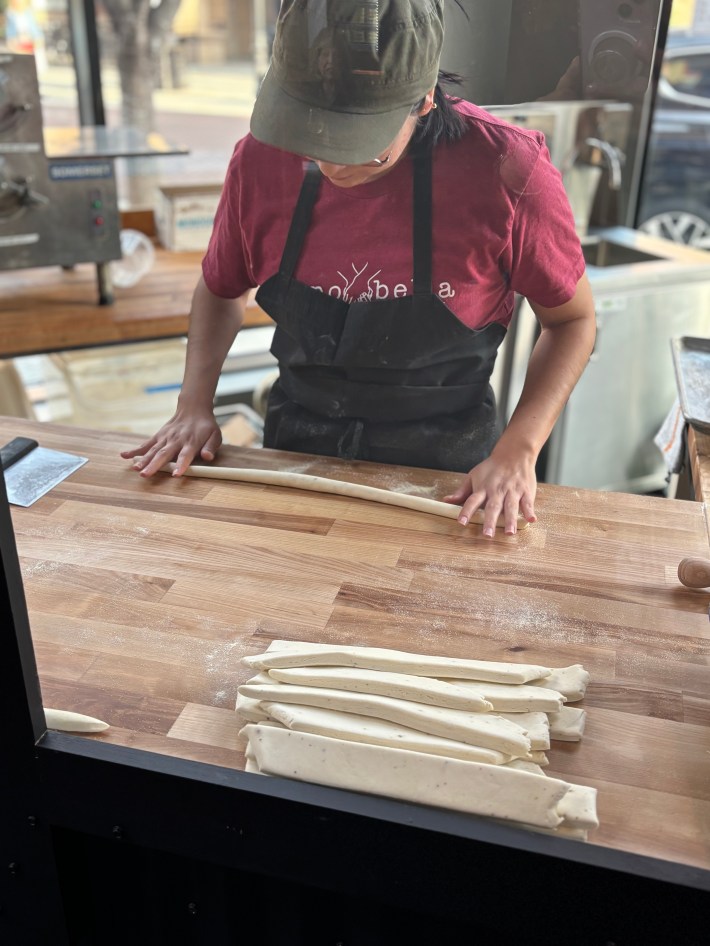 The pasta making station at Mano Bella in Charlotte, NC.