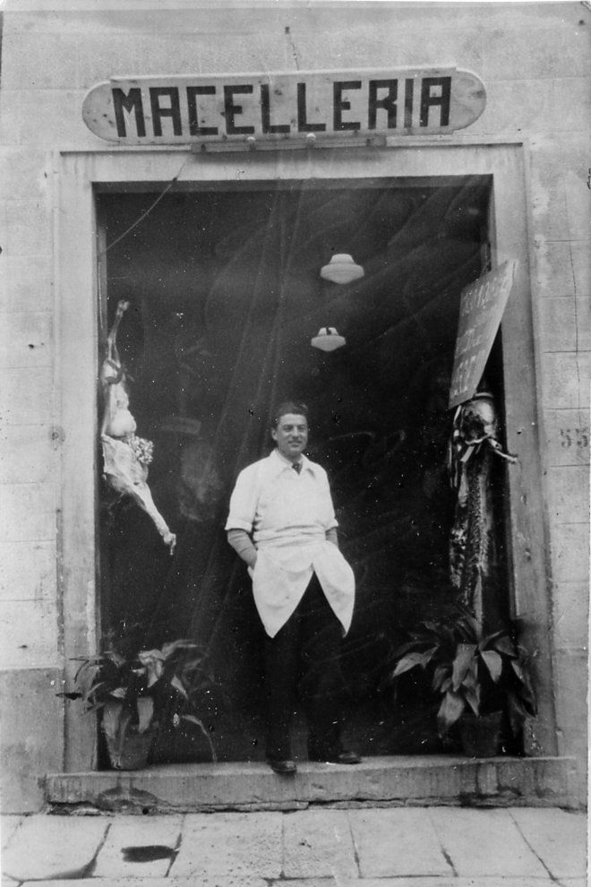 archival photo of Cecchini's butcher shop.