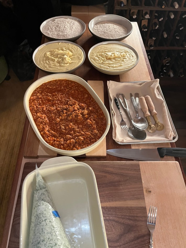 lasagna bolognese mis en place