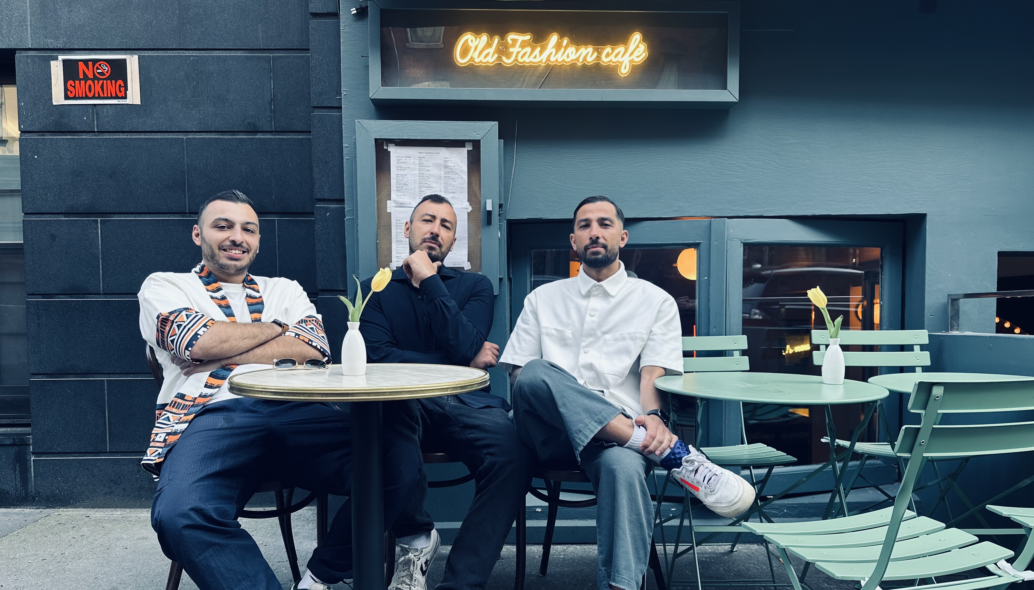 The Iacca brothers (L to R): Gianluca, Antonello, and Piero at Old Fashion Cafe in NYC.