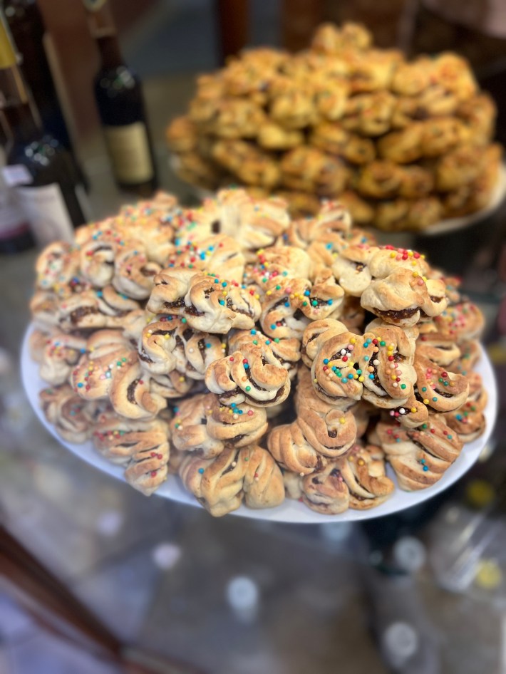 Cookies on display at La Pasticceria Maria Grammatico in Sicily.