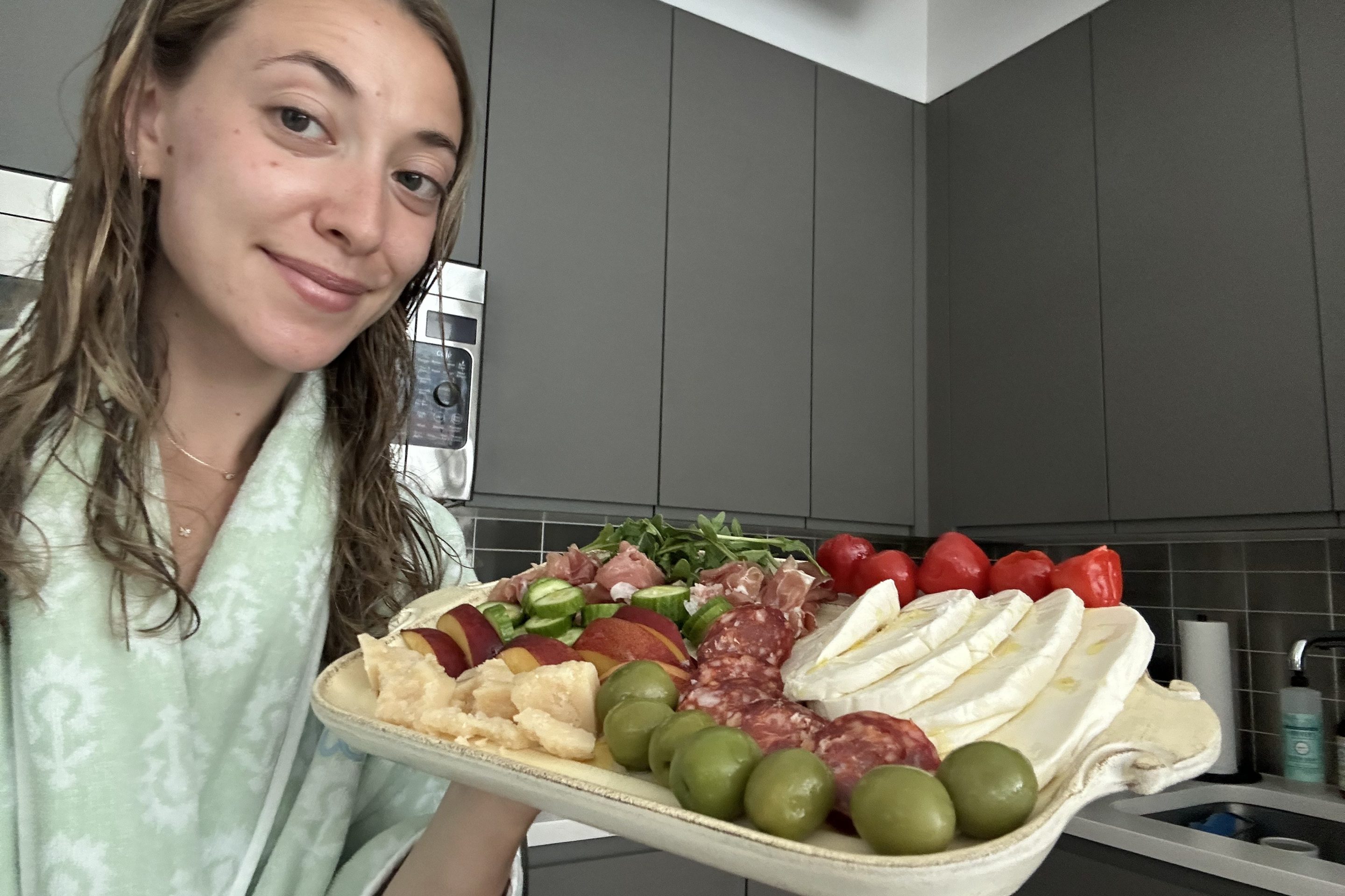 Marianna Cuomo Maier and an Italian snack plate.