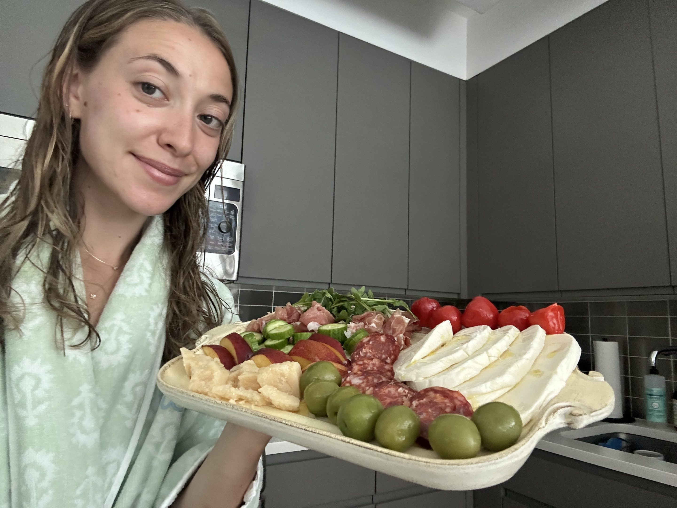 Marianna Cuomo Maier and an Italian snack plate.