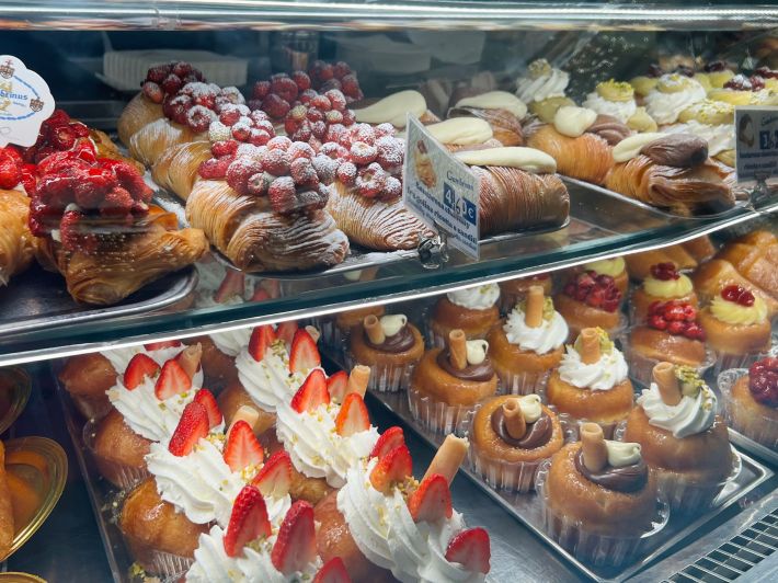 Pastries on display at Gran Caffè Gambrinus in Naples.