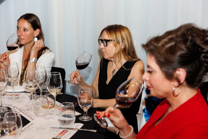 Amy Riolo, right, as part of a panel explaining the health benefits of wine consumption.