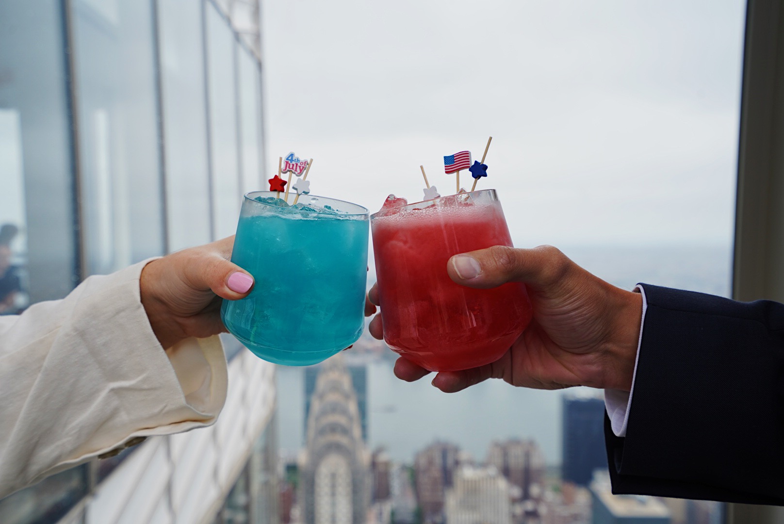 blue and red cocktails