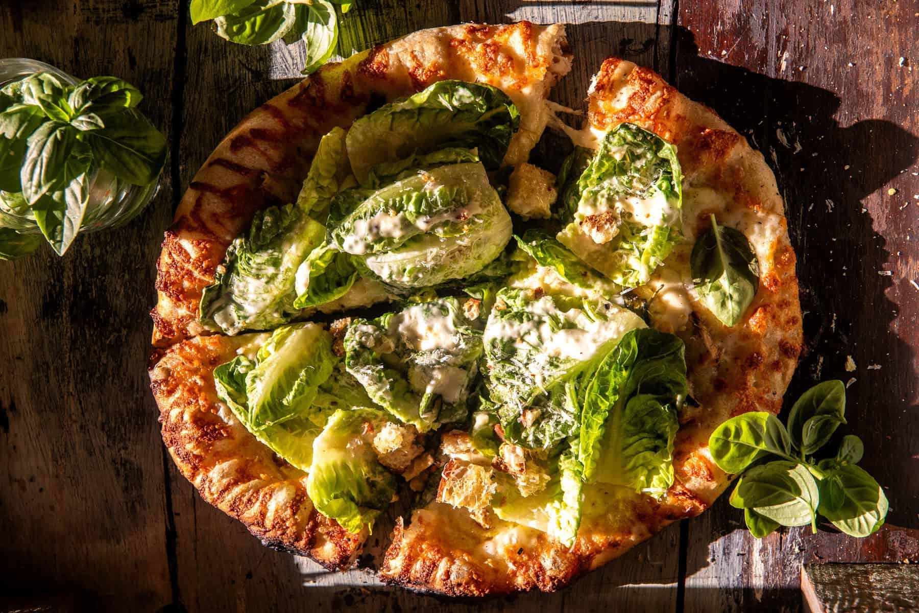 Caesar salad pizza