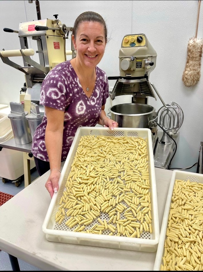 Mary at DeVeglio's with fresh pasta