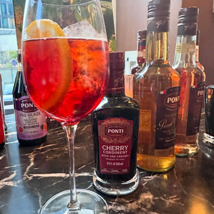 The Cherry Glaze from Ponti can be used to enhance Italian cocktails.