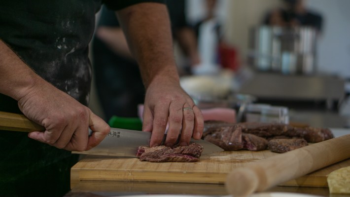 A Tuscon taco cooking show being prepared in Parma by the UNESCO Creative City delegation.