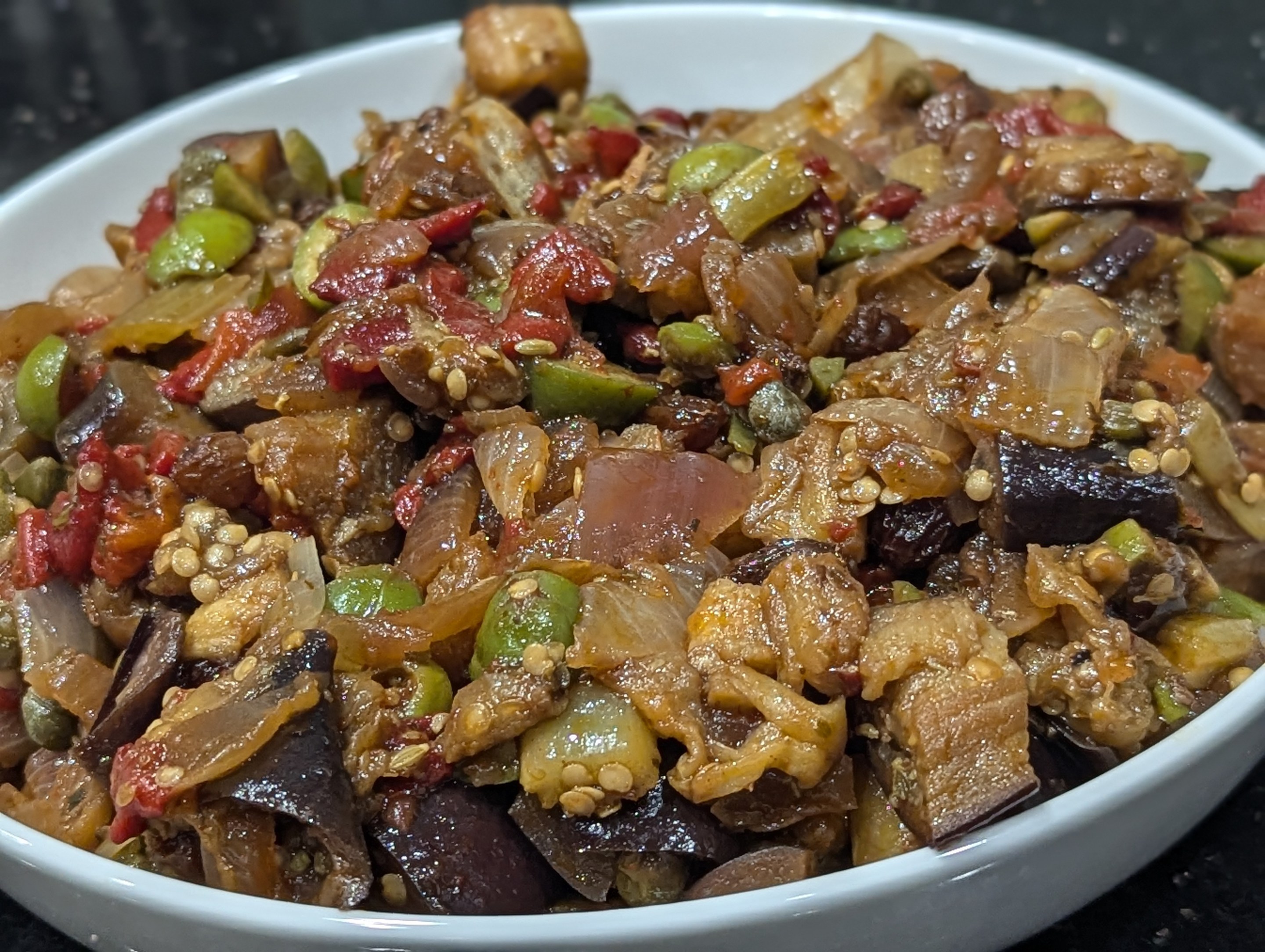 Sicilian Roasted New Caponata. Photo and recipe by Michele Sessa.