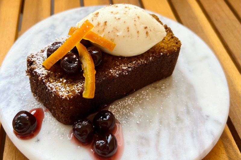 Pumpkin Spice Olive Oil Cake with Mascarpone Cream