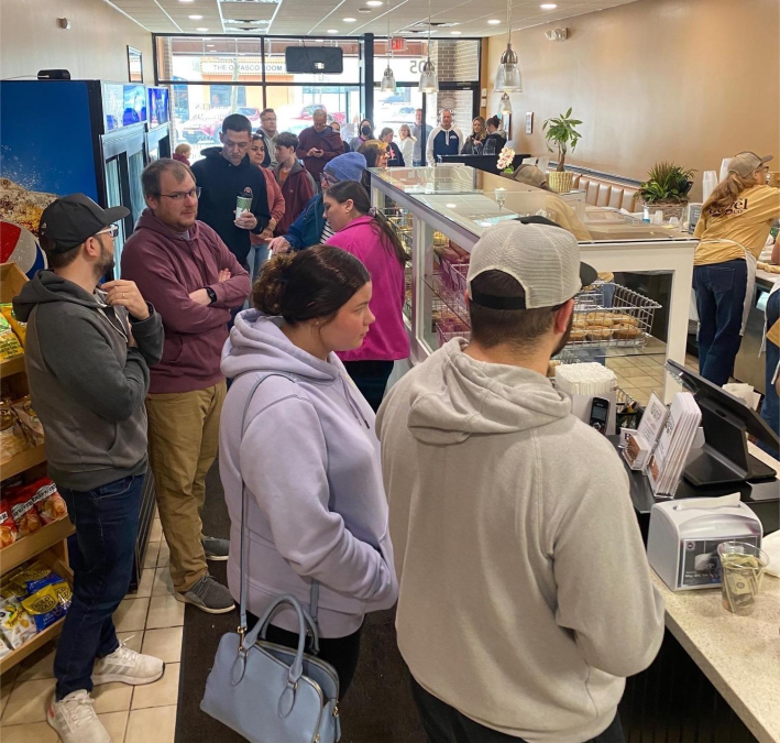 The crowd at Auburn Bagel Company.