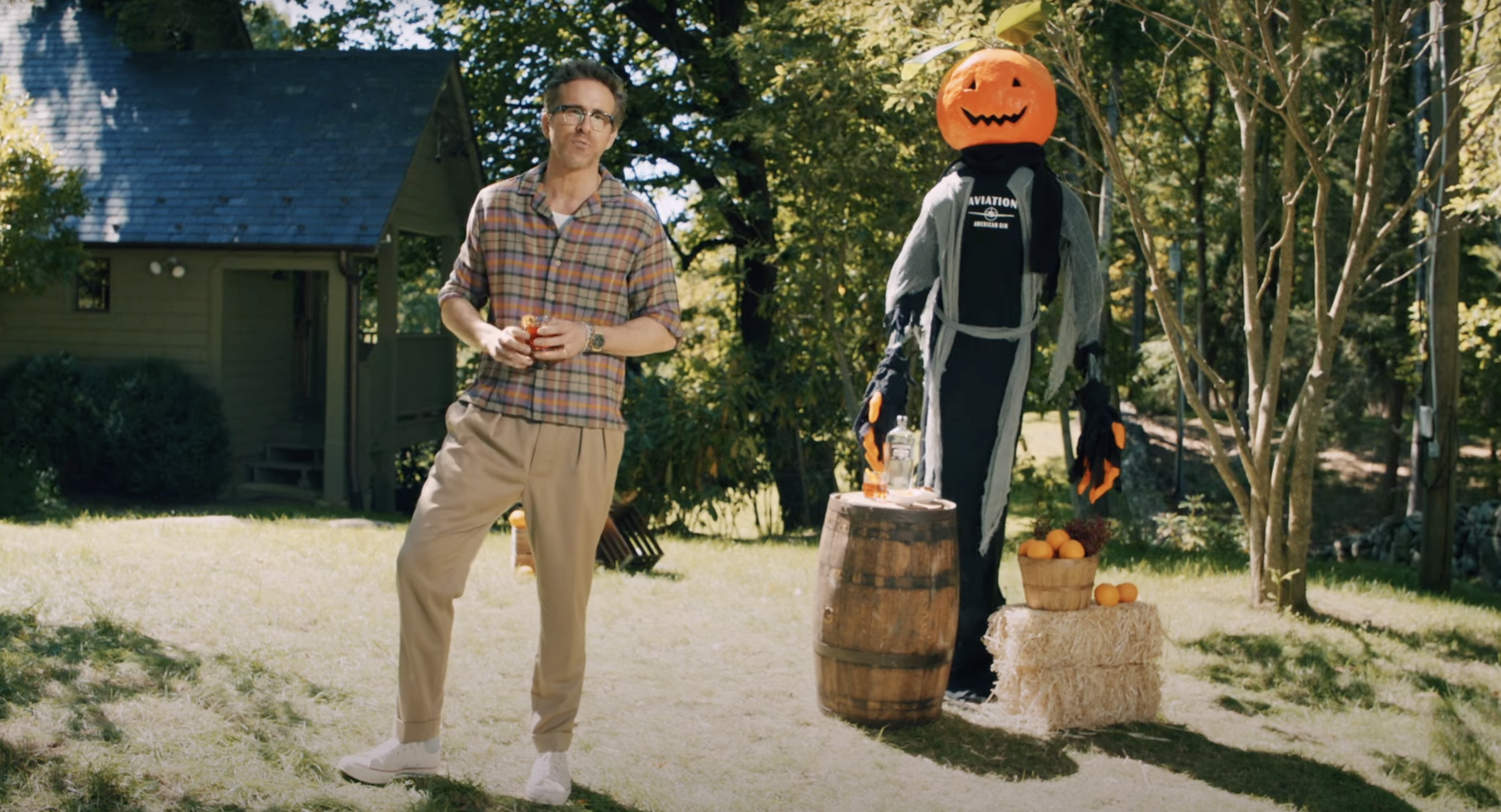 Ryan Reynolds with Jack O'Lantern