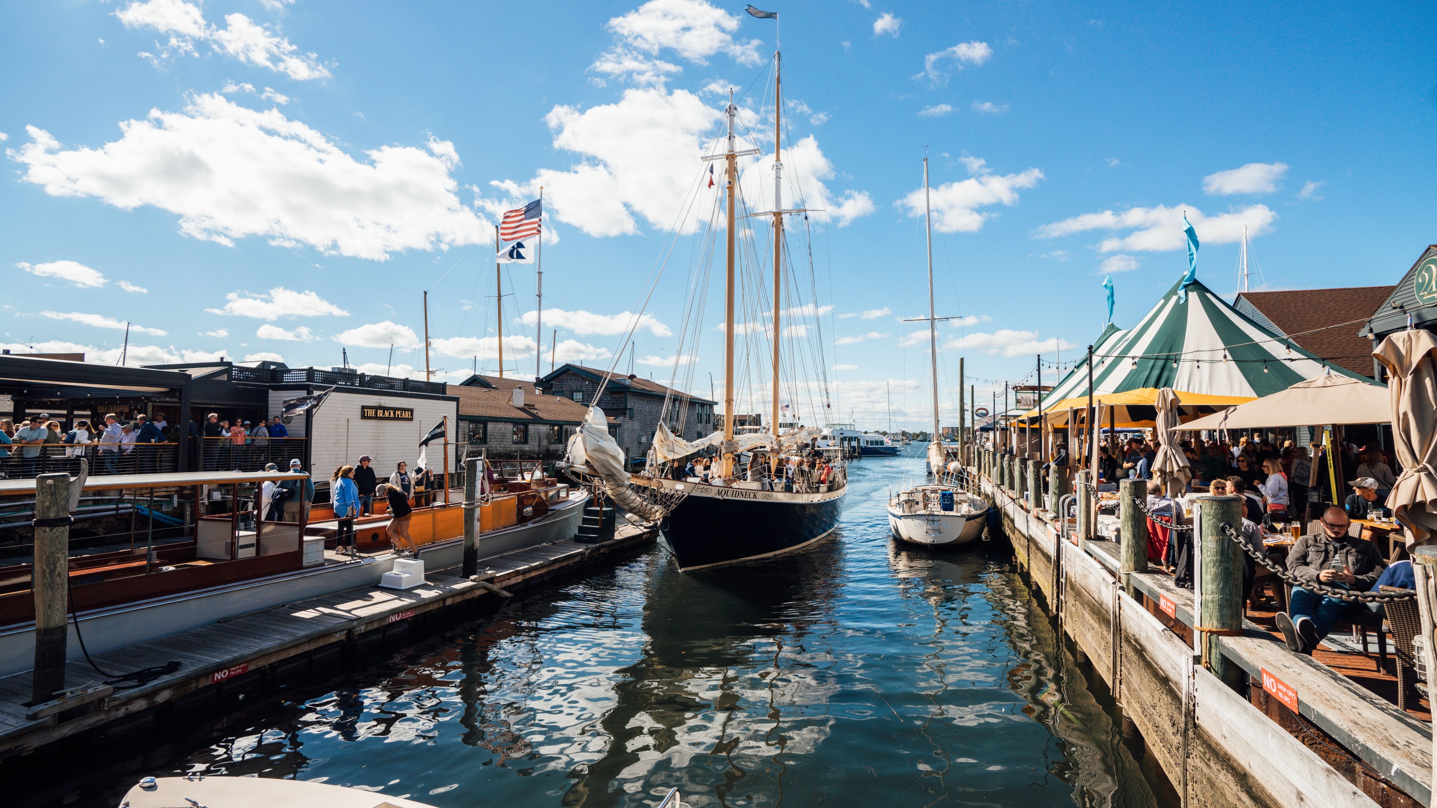 Wharfs in downtown Newport, Rhode Island