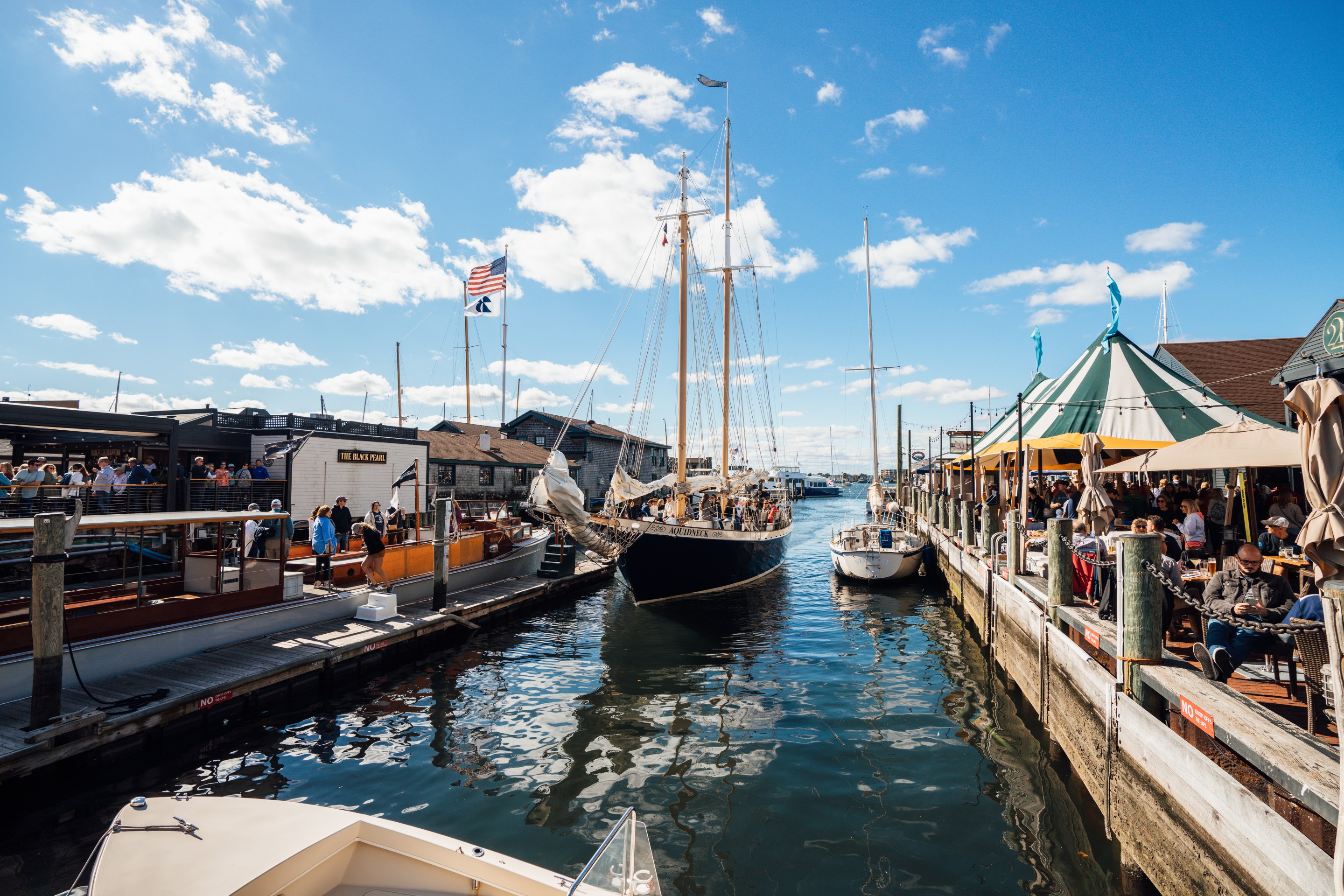 Wharfs in downtown Newport, Rhode Island