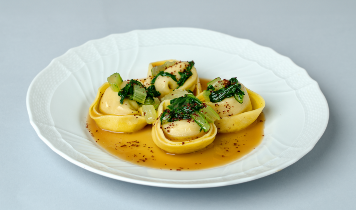 Stuffed Cappellacci Pasta with Chicken “Cacciatora” Filling