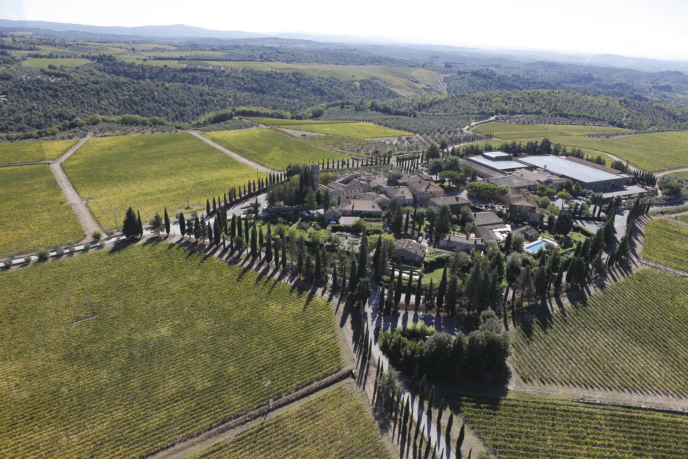 The vineyards surrounding the luxury borgo of San Felice in Tuscany.