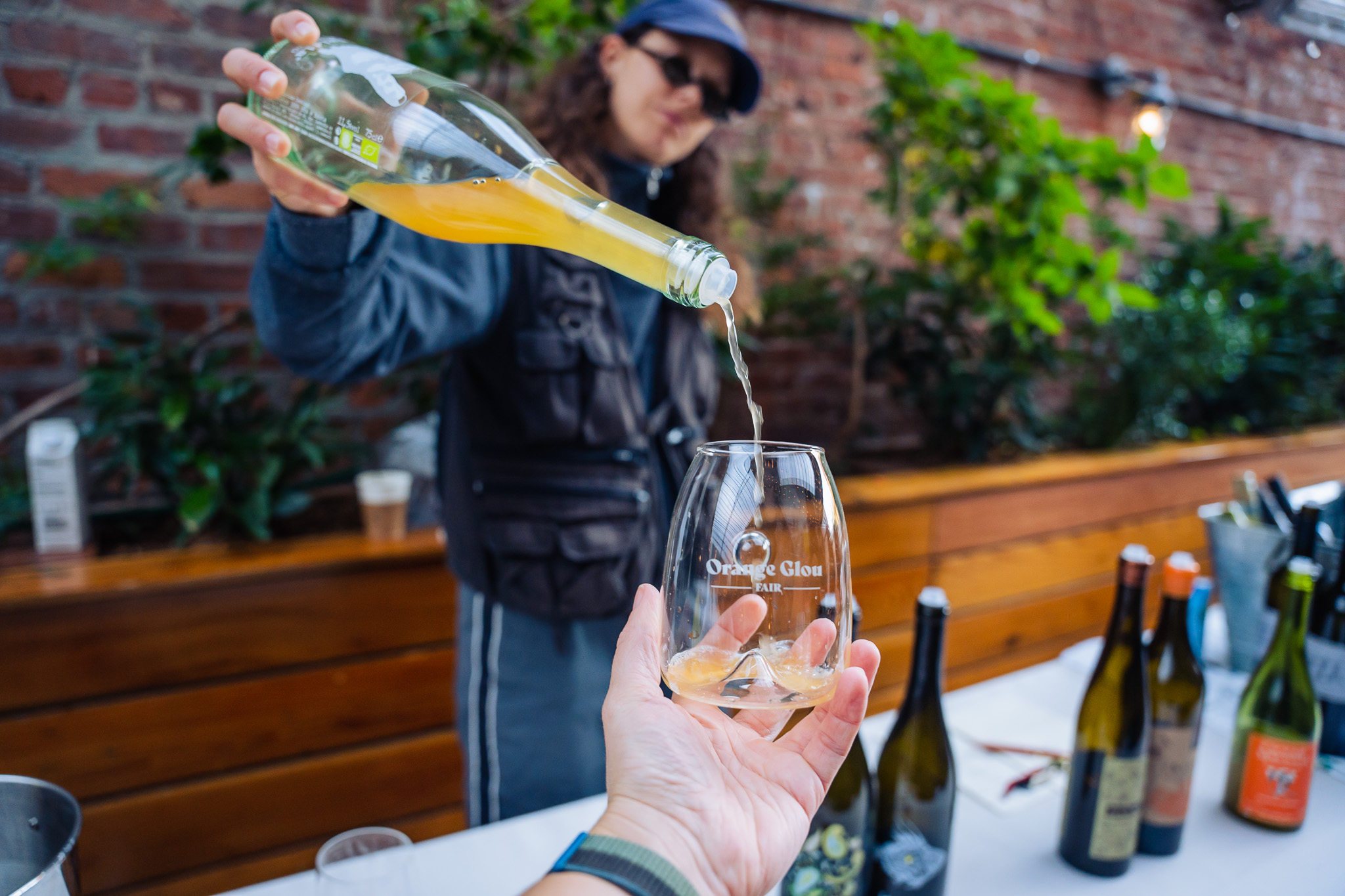 Pouring orange wine