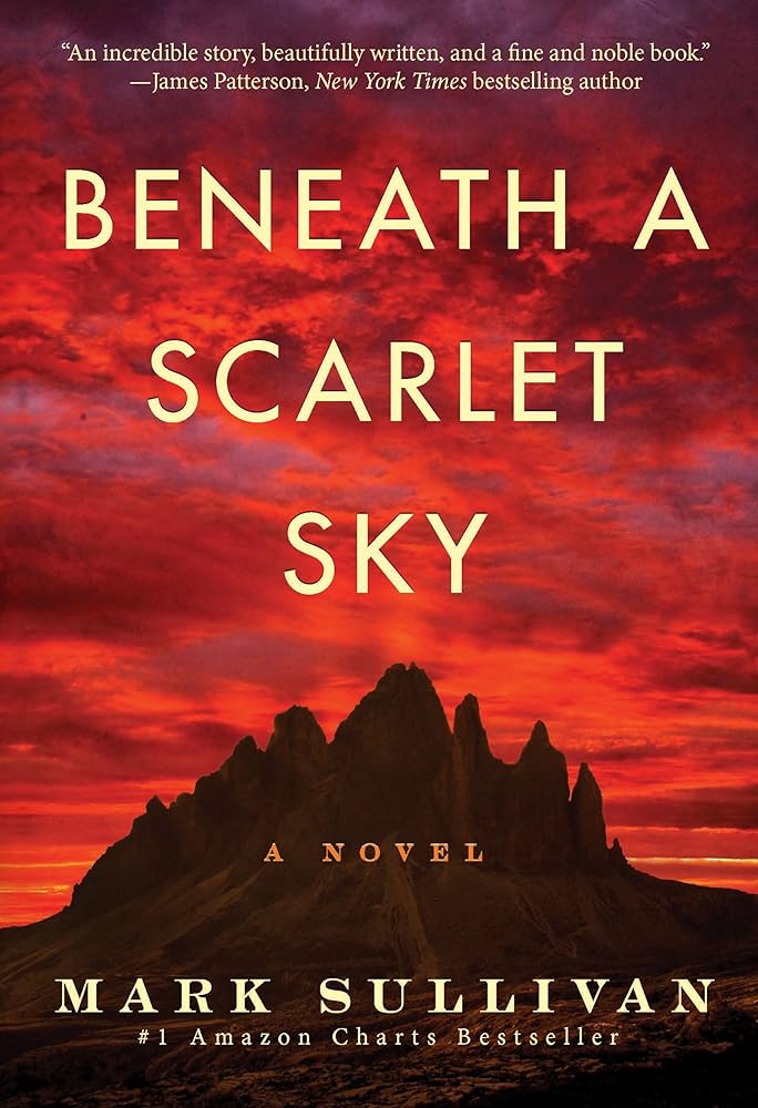 The cover of Beneath a Scarlet Sky by Mark Sullivan.