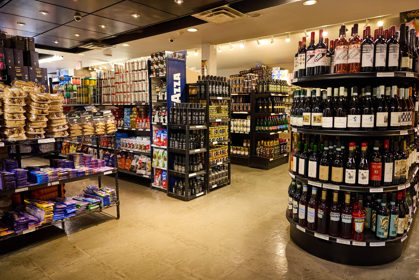 The expansive selection of products available at La Bottega Nicastro.