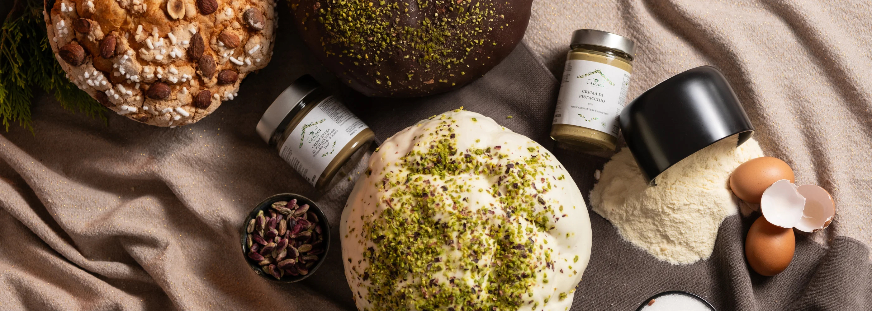 Pistachio products from Sicilian brand Caraci.