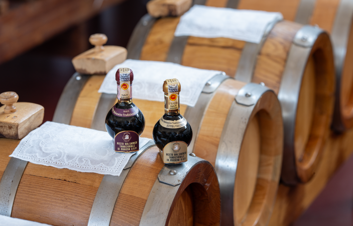 Bottles of Balsamic Vinegar of Modena PDO.