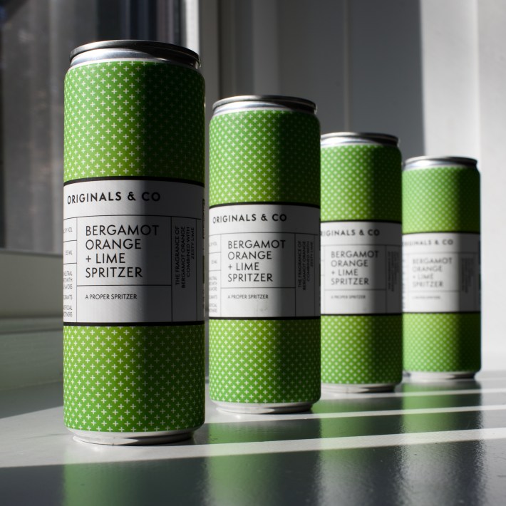 Four cans of Originals & Co. Bergamot, orange & lime spritzer