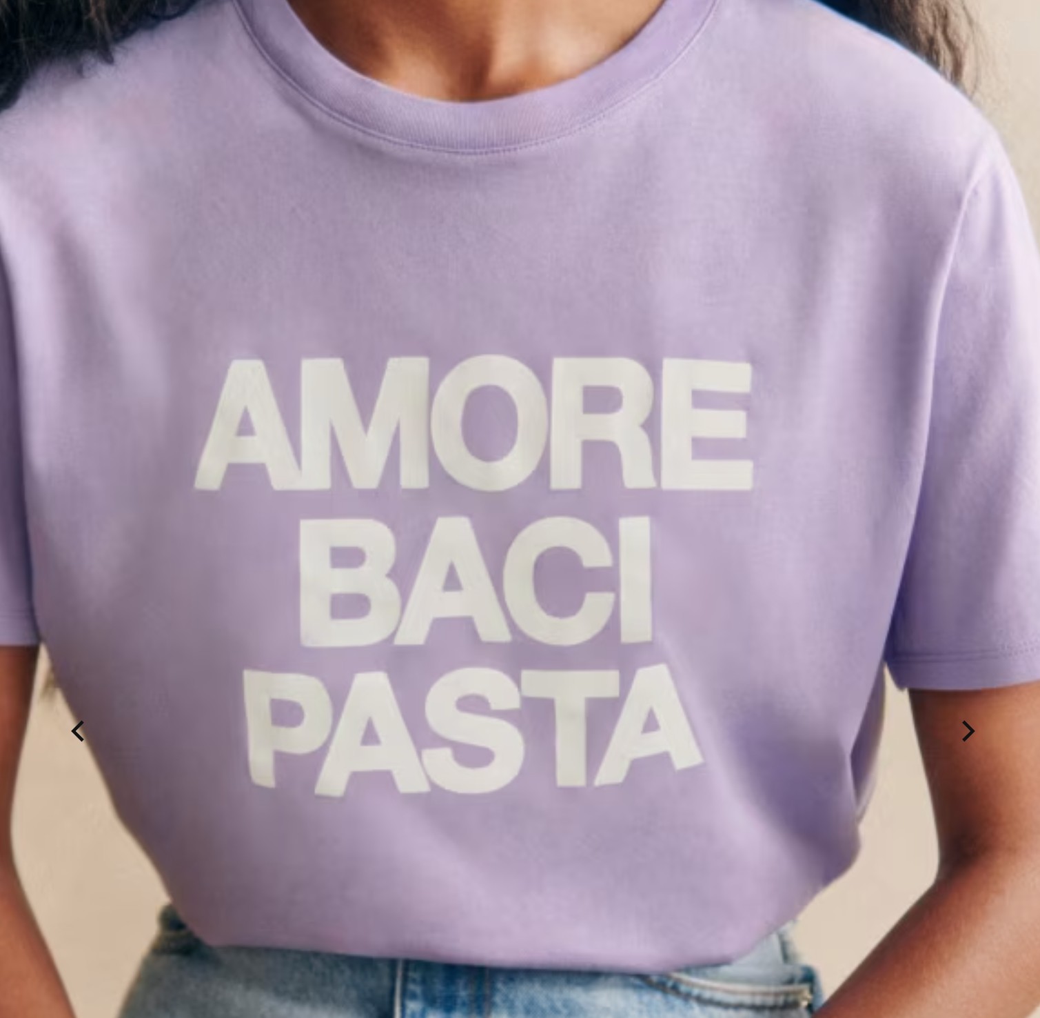 T-shirt with the words Amore Baci Pasta on it