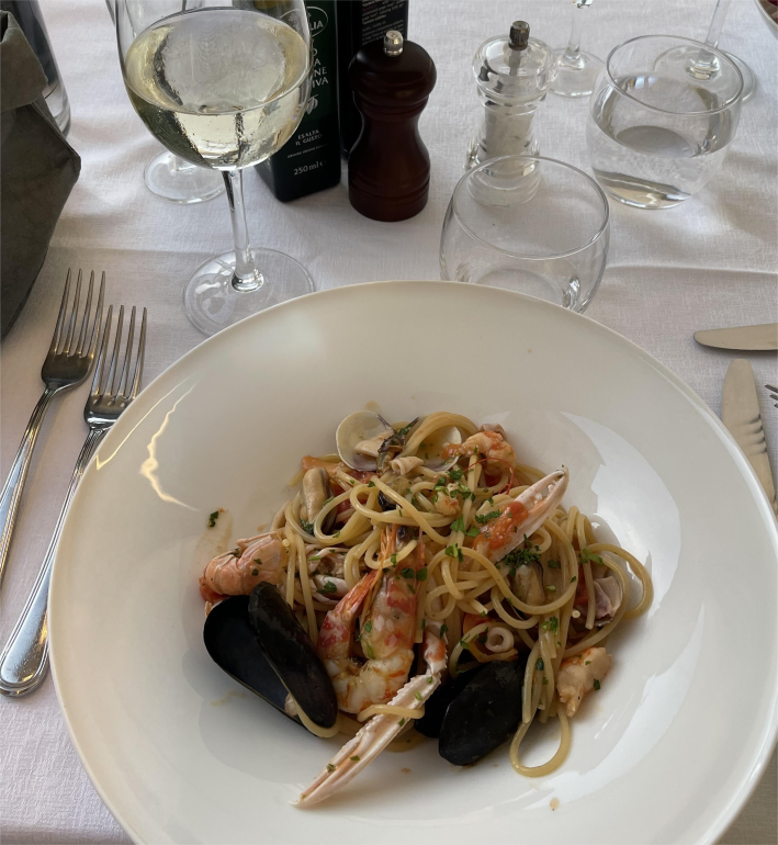 A pairing of local wine and seafood at 1918, an eatery in the Italian Riviera town of Lerici.