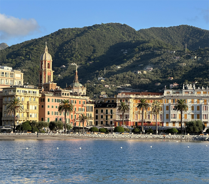 The colorful facades of Rapallo on the Ligurian coast.