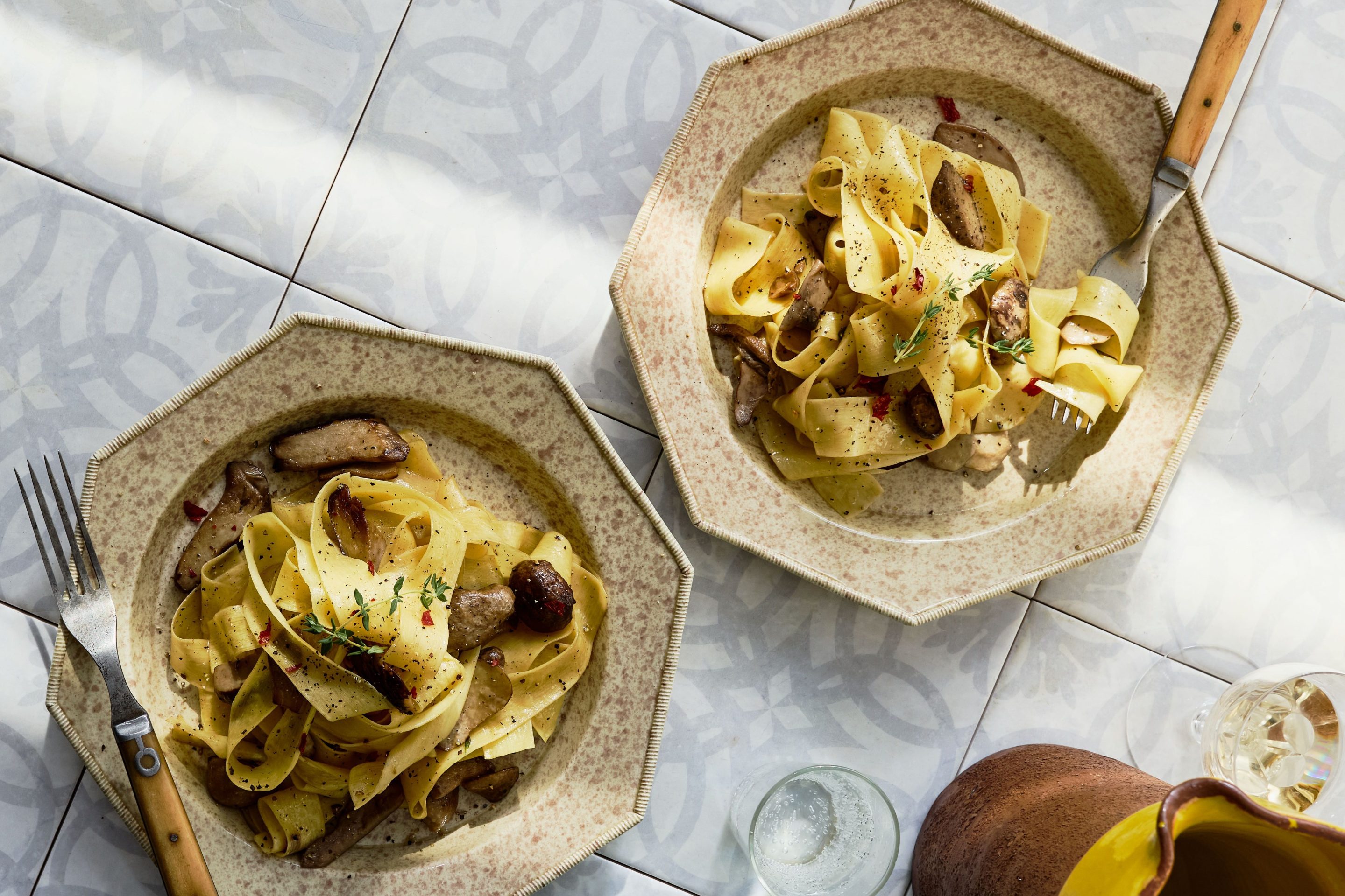 Tagliatelle with Fresh Porcini Mushrooms.